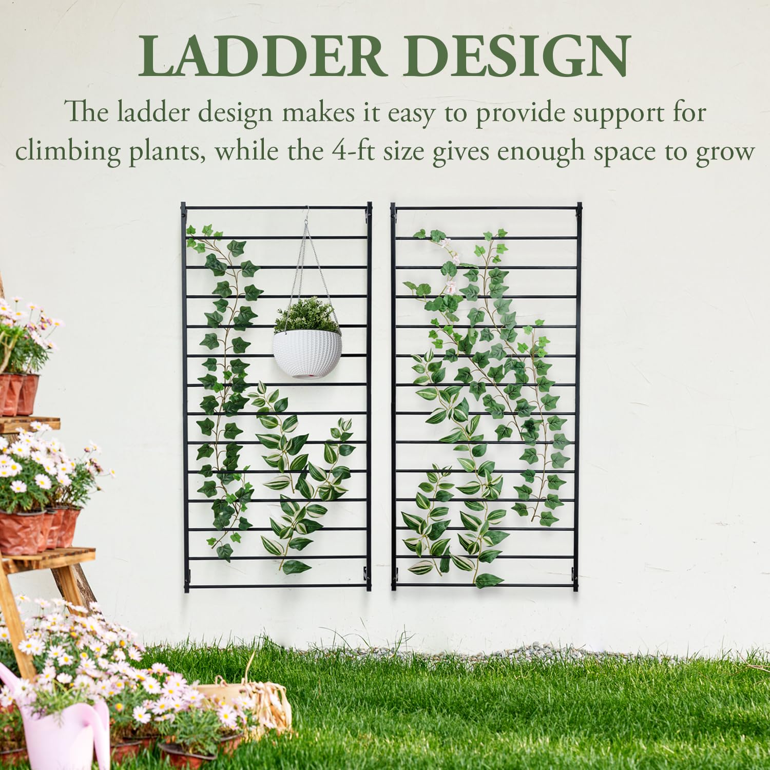 MyGift close-up of 3/8 inch bars showing sturdy metal construction and plant support