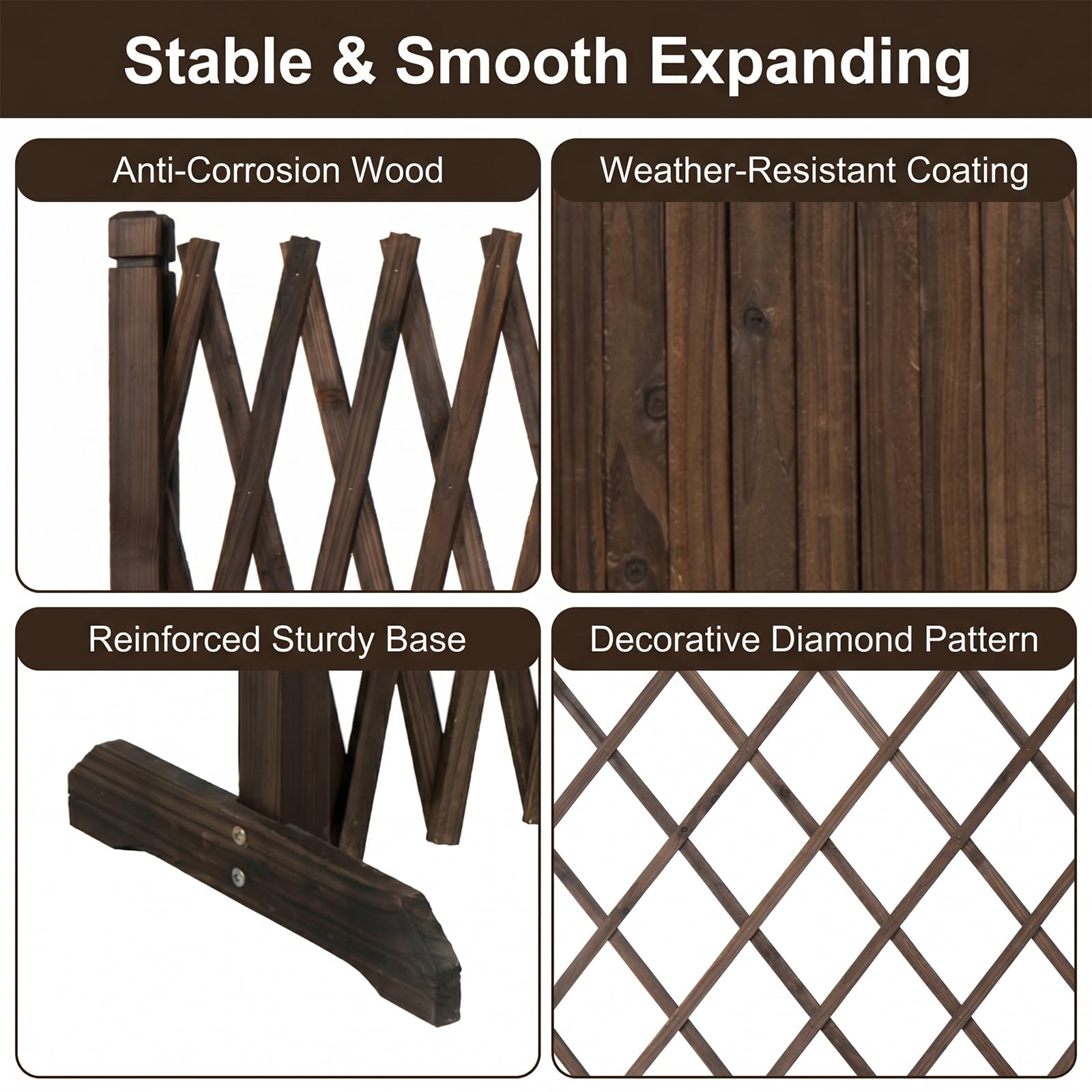 MyGift trellis fully expanded to demonstrate adjustable width, fits varying openings