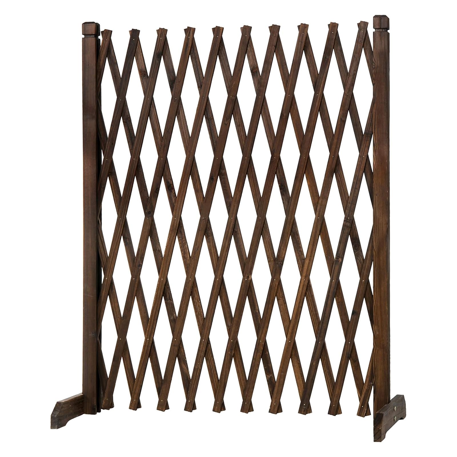 MyGift trellis front view showing brown lattice and elegant profile, adds decorative privacy
