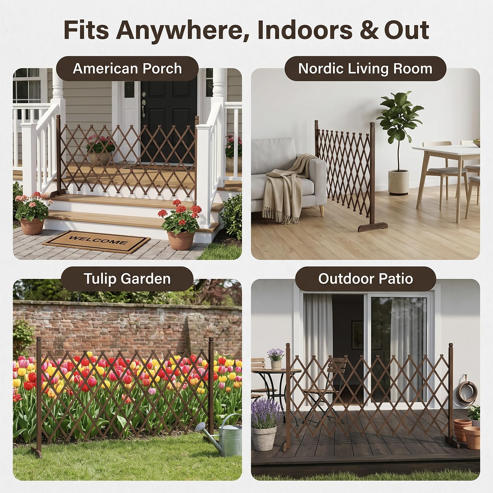MyGift trellis beside patio chair to show height scale, helps plan outdoor layouts