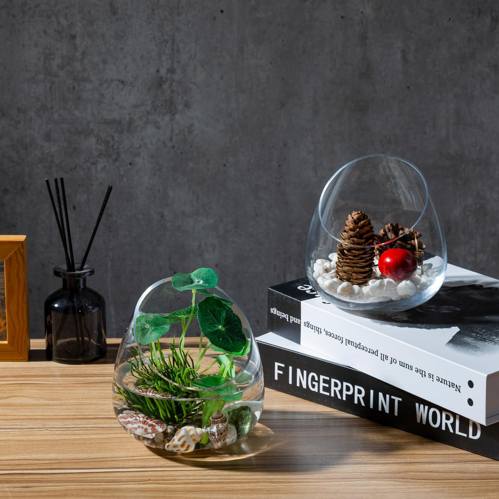 MyGift vase layered with pebbles and sand for decorative tabletop use