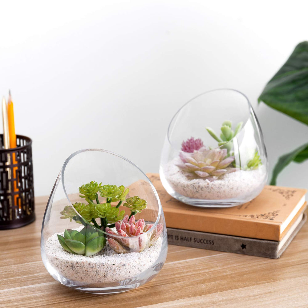 MyGift vase next to ruler for size reference showing compact footprint