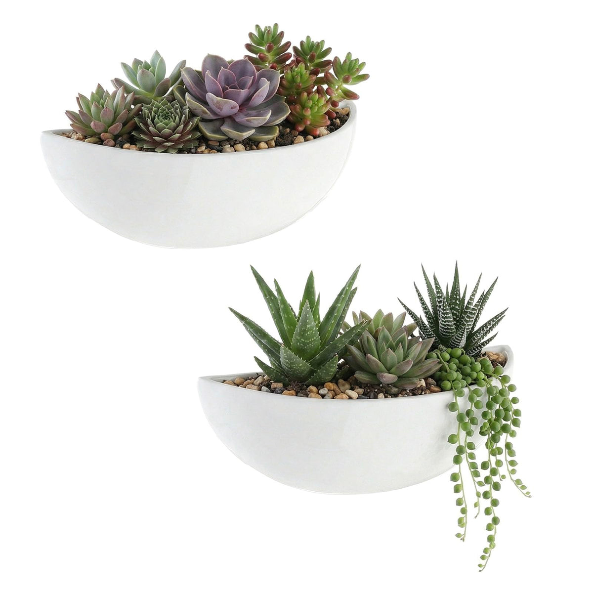 MyGift front view of white ceramic planter showing modern shape and clean lines for styling benefit