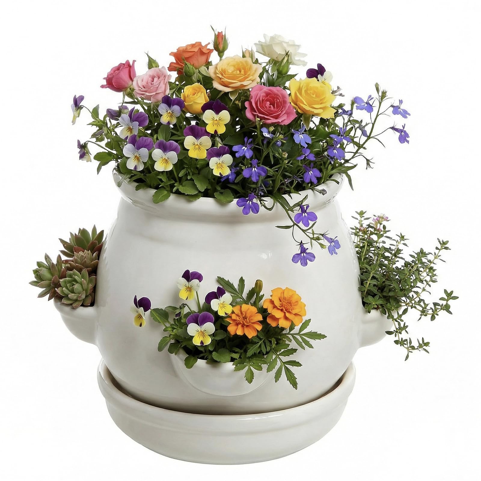 MyGift front view of white ceramic planter showing clean shape and appeal