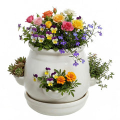 MyGift front view of white ceramic planter showing clean shape and appeal