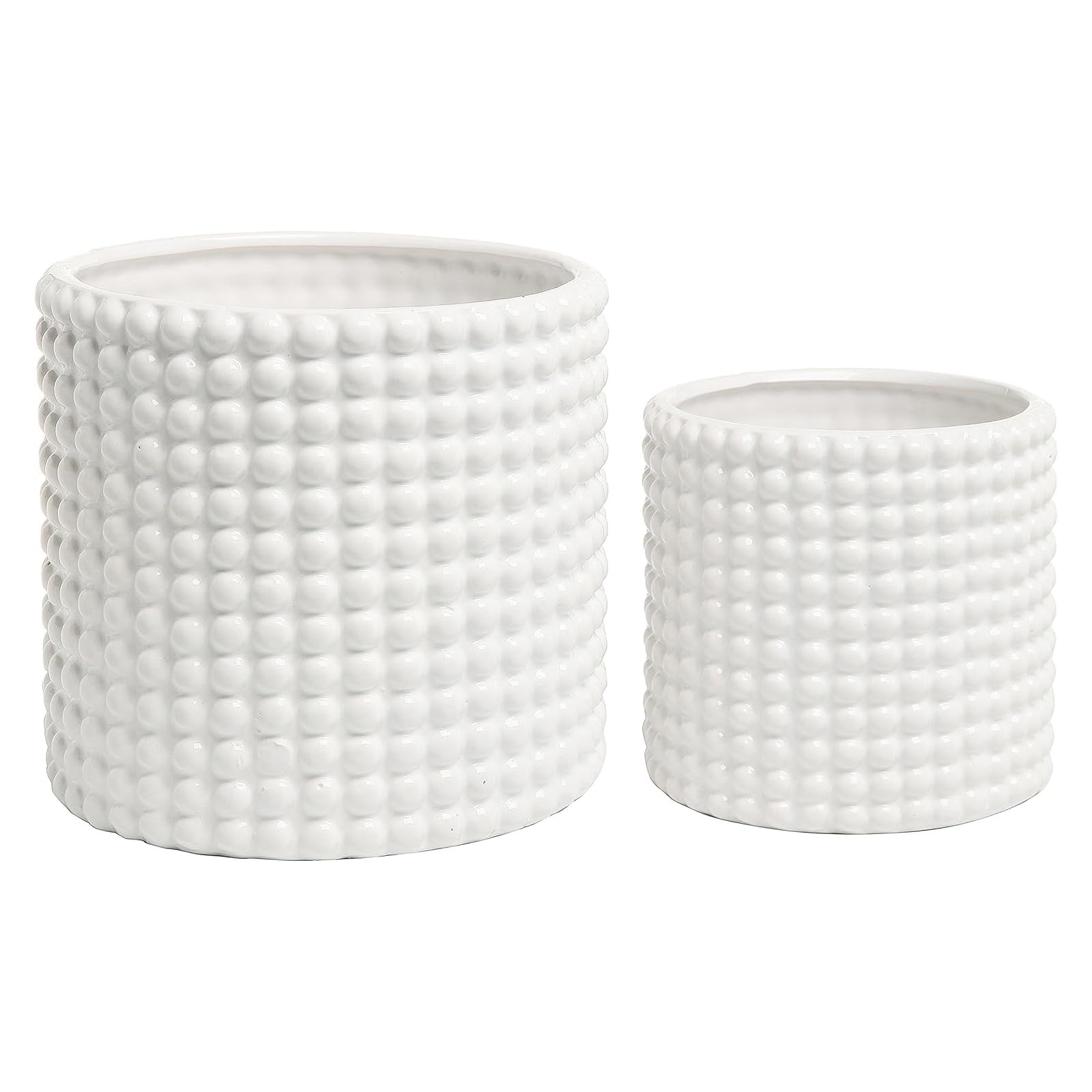 MyGift front view of white hobnail planter showing clean shape and style