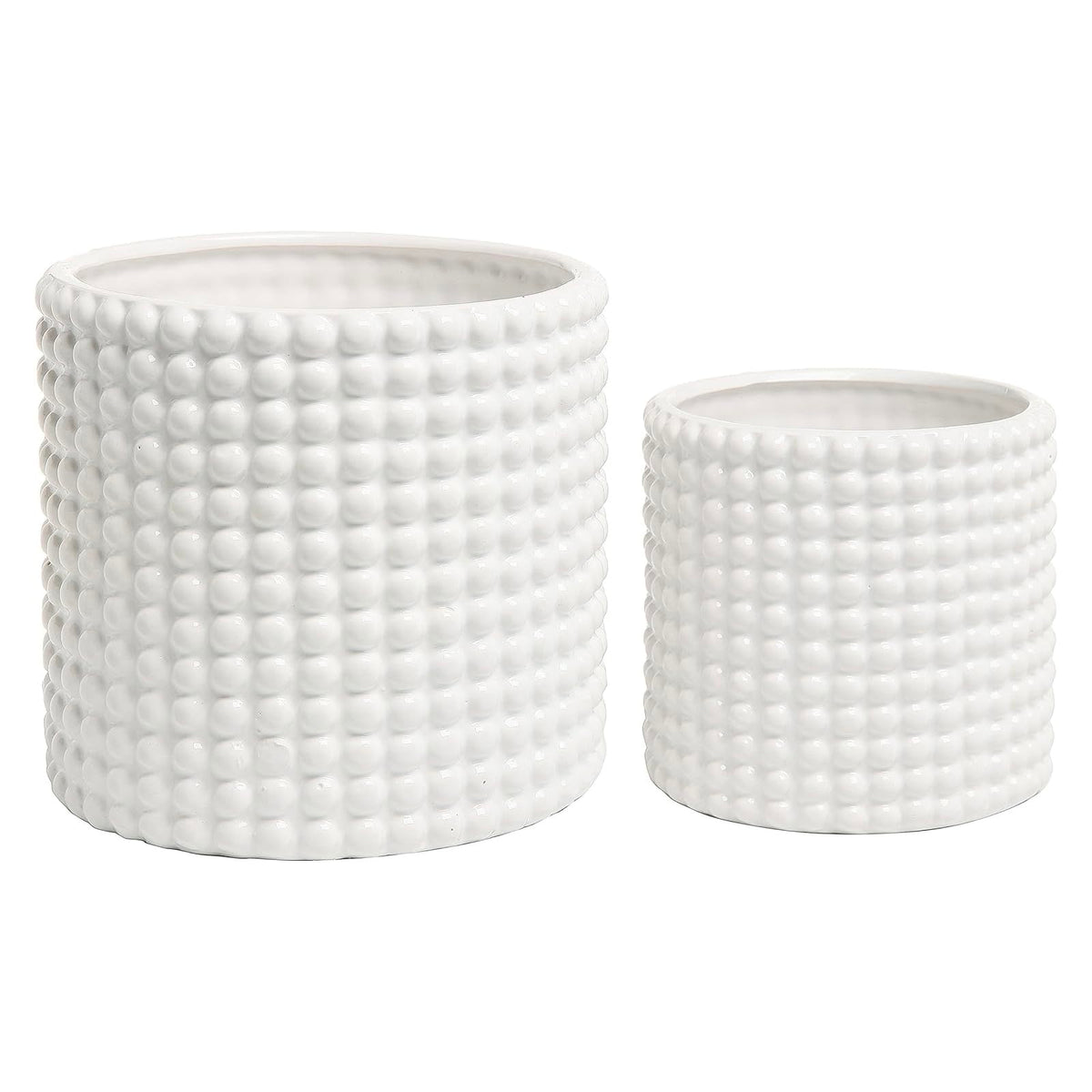 MyGift front view of white hobnail planter showing clean shape and style
