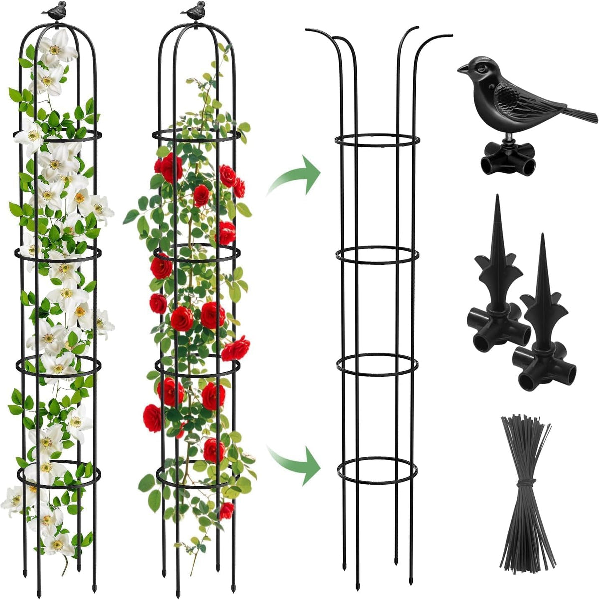 MYMULIKE front view obelisk trellis showing vertical support and neat silhouette