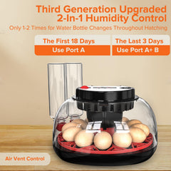 MYMULIKE close-up of automatic egg turner highlighting hands-free turning benefit