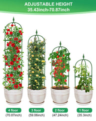 MYMULIKE obelisk planted in a balcony pot providing space-saving vertical support