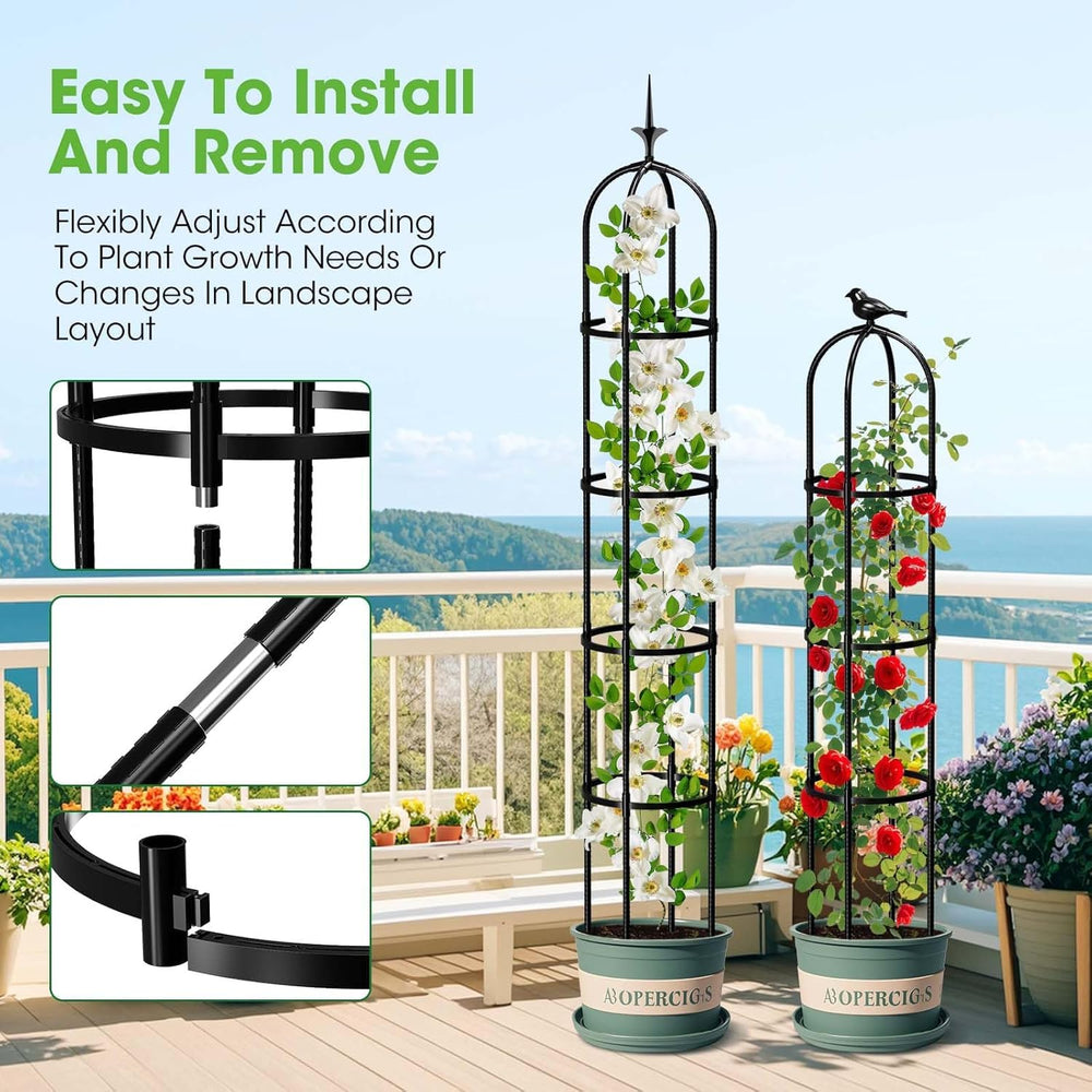 MYMULIKE trellis installed in a large planter improving vertical growing space
