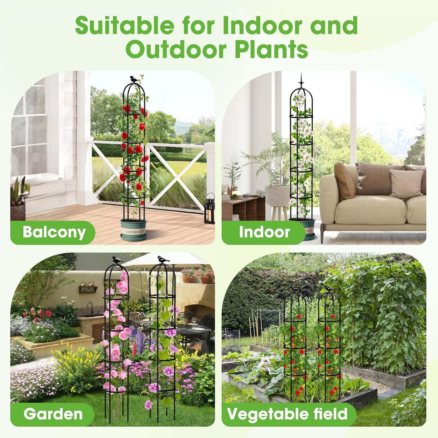 MYMULIKE pair of trellises styled on patio offering decorative plant support