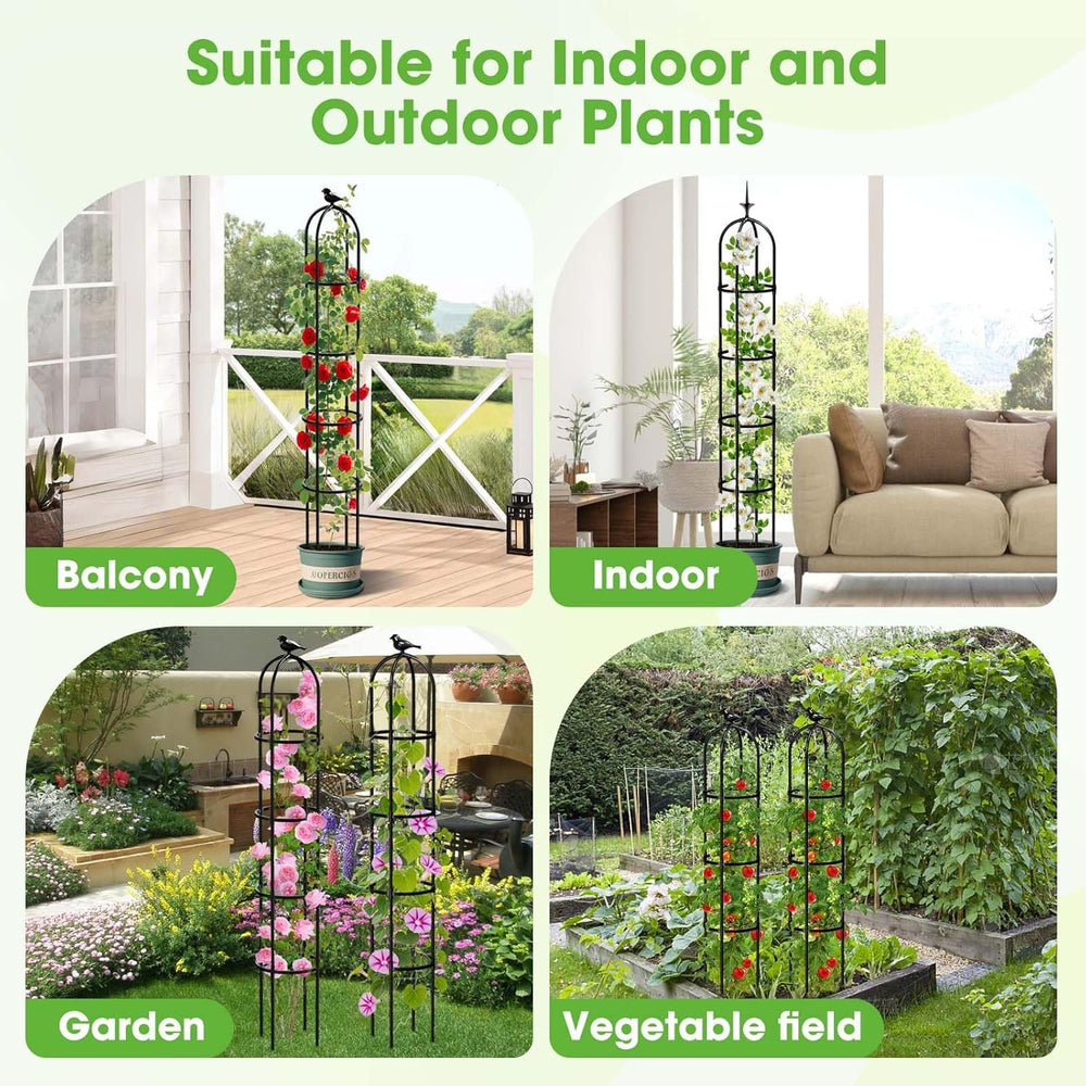 MYMULIKE pair of trellises styled on patio offering decorative plant support