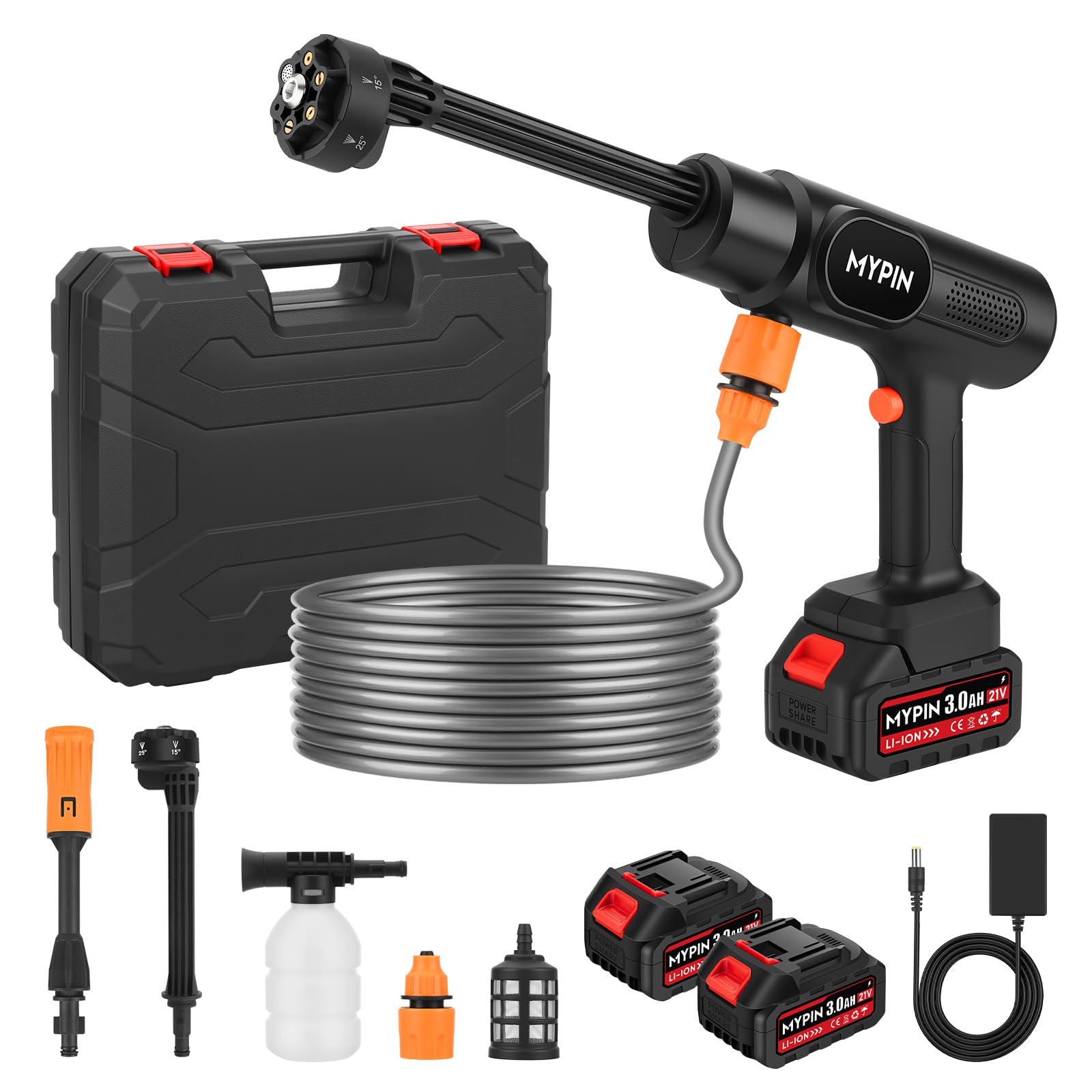 MYPIN front view of cordless pressure washer showing compact portability and easy grip