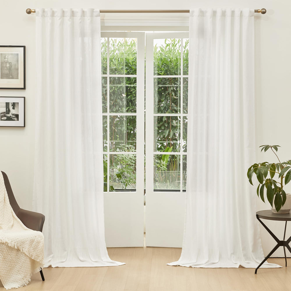 MYSKY HOME front view of two beige-white panels showing soft light and elegant drape benefit