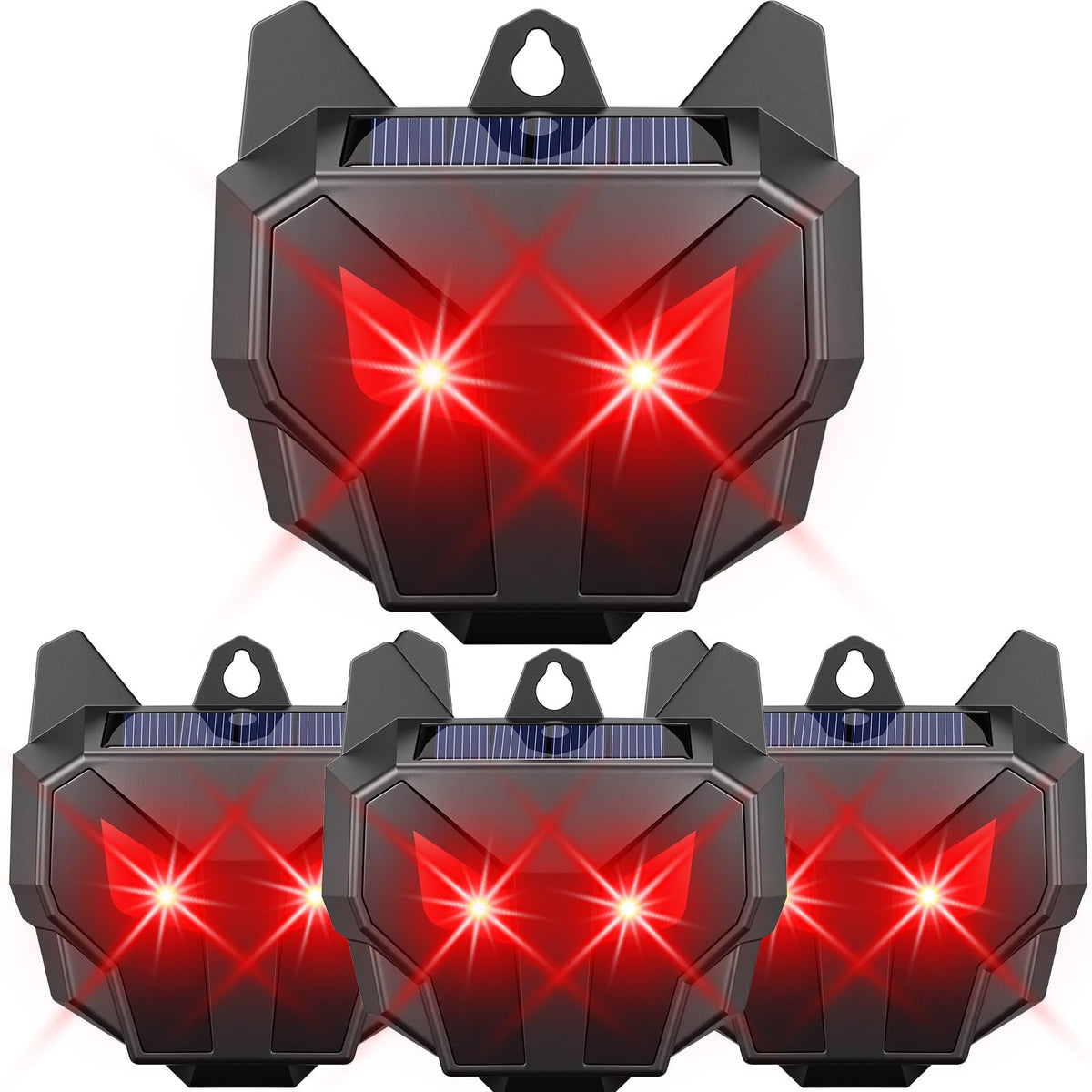 Mysora front packaging showing four solar predator lights and benefits
