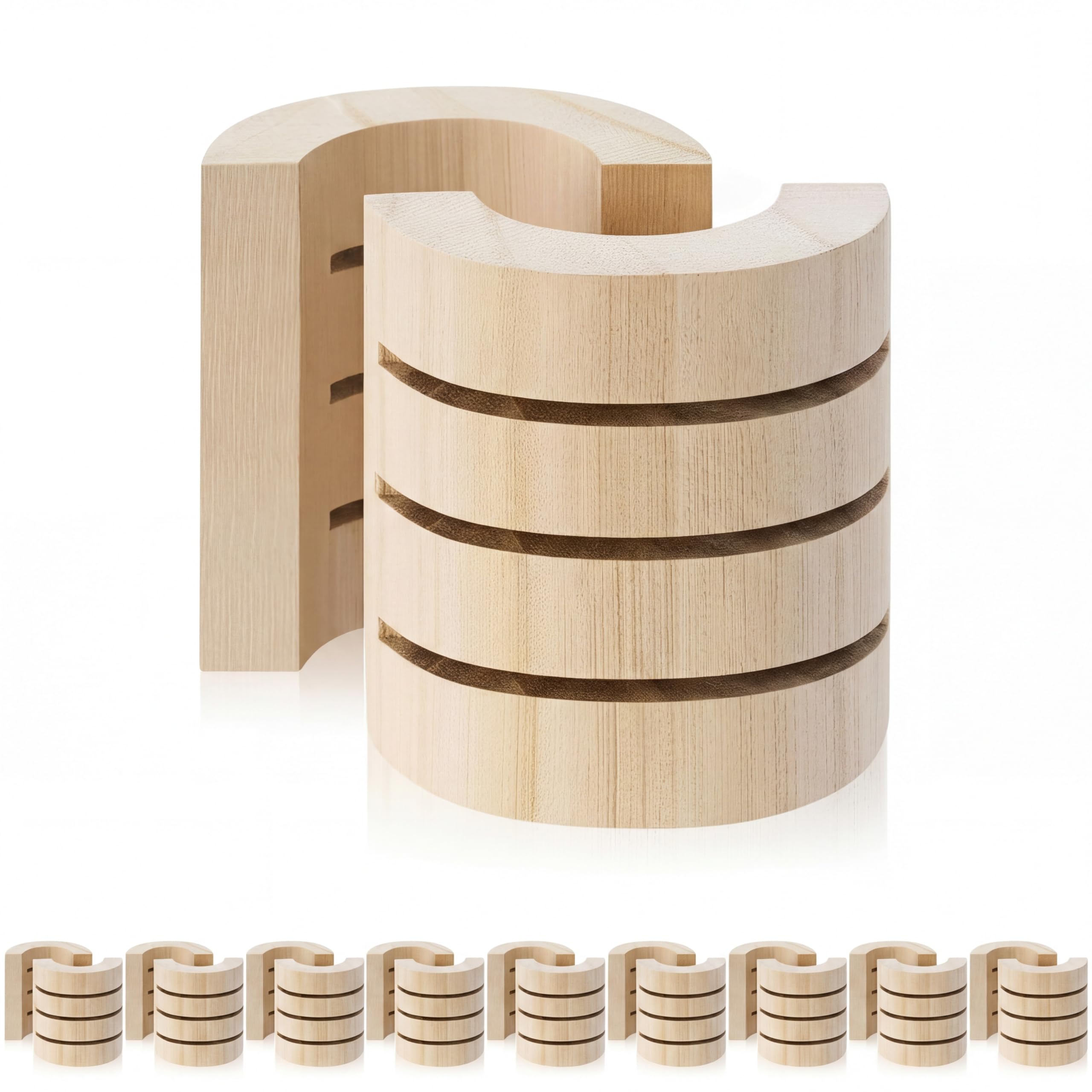 Mysora front view of ten wooden termite monitoring inserts, clear kit organization and benefit of multiple points
