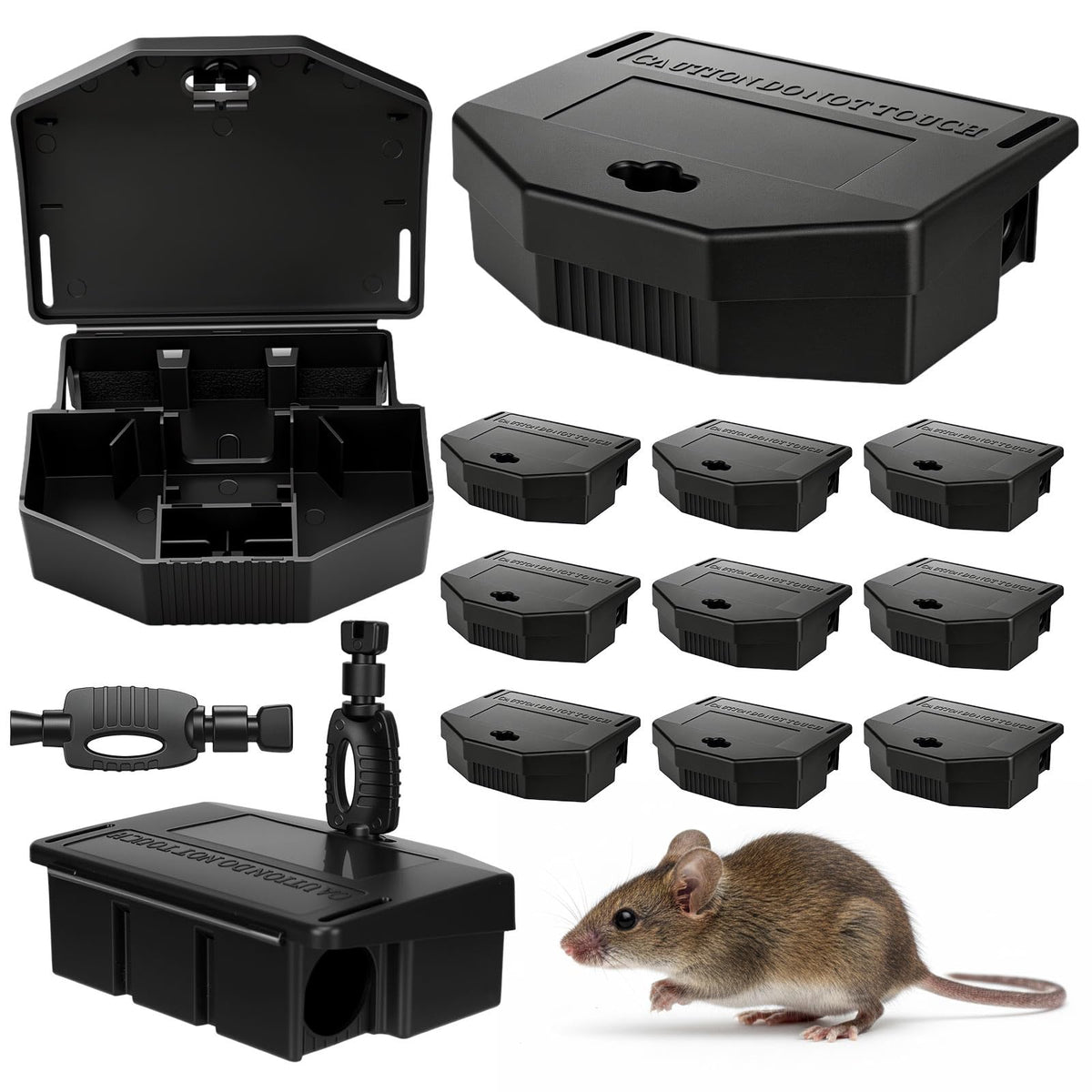 Mysora front view bait station showing compact profile and discreet design protecting bait