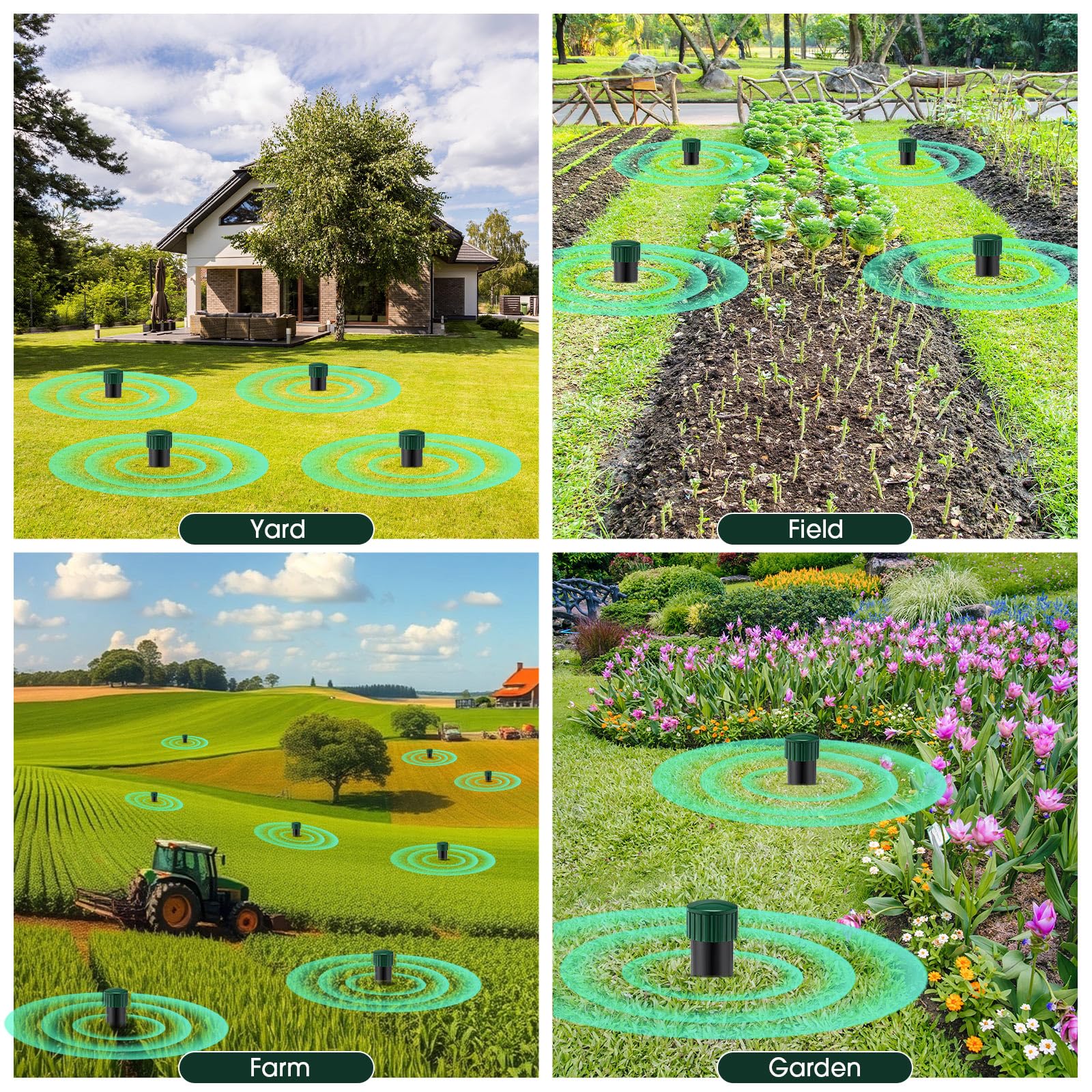 Mysora stakes in a vegetable garden showing protected plants and peace of mind benefit