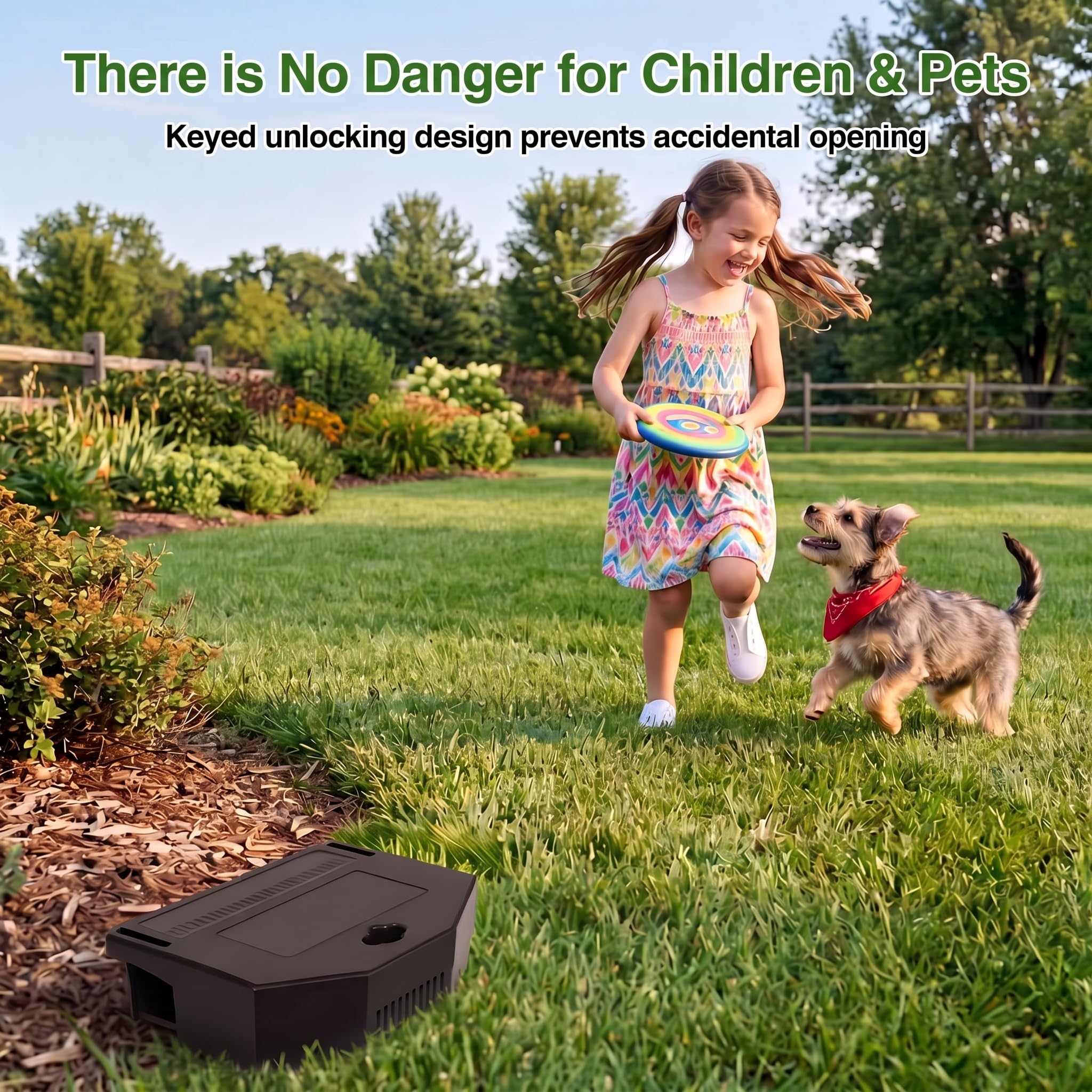 Mysora bait station placed in garage offering discreet, secure rodent control