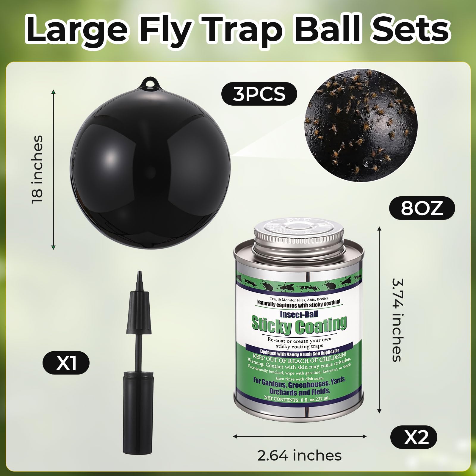 Mysora inflated 18-inch fly ball hanging from branch reducing pests