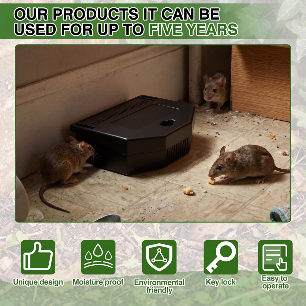 Mysora interior bait holder showing bait containment for consistent rodent access