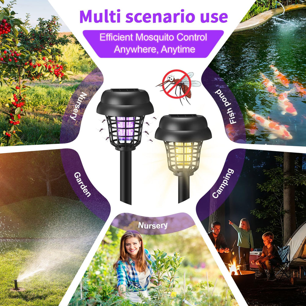 Mysora lamps placed around backyard seating, expands outdoor coverage and comfort