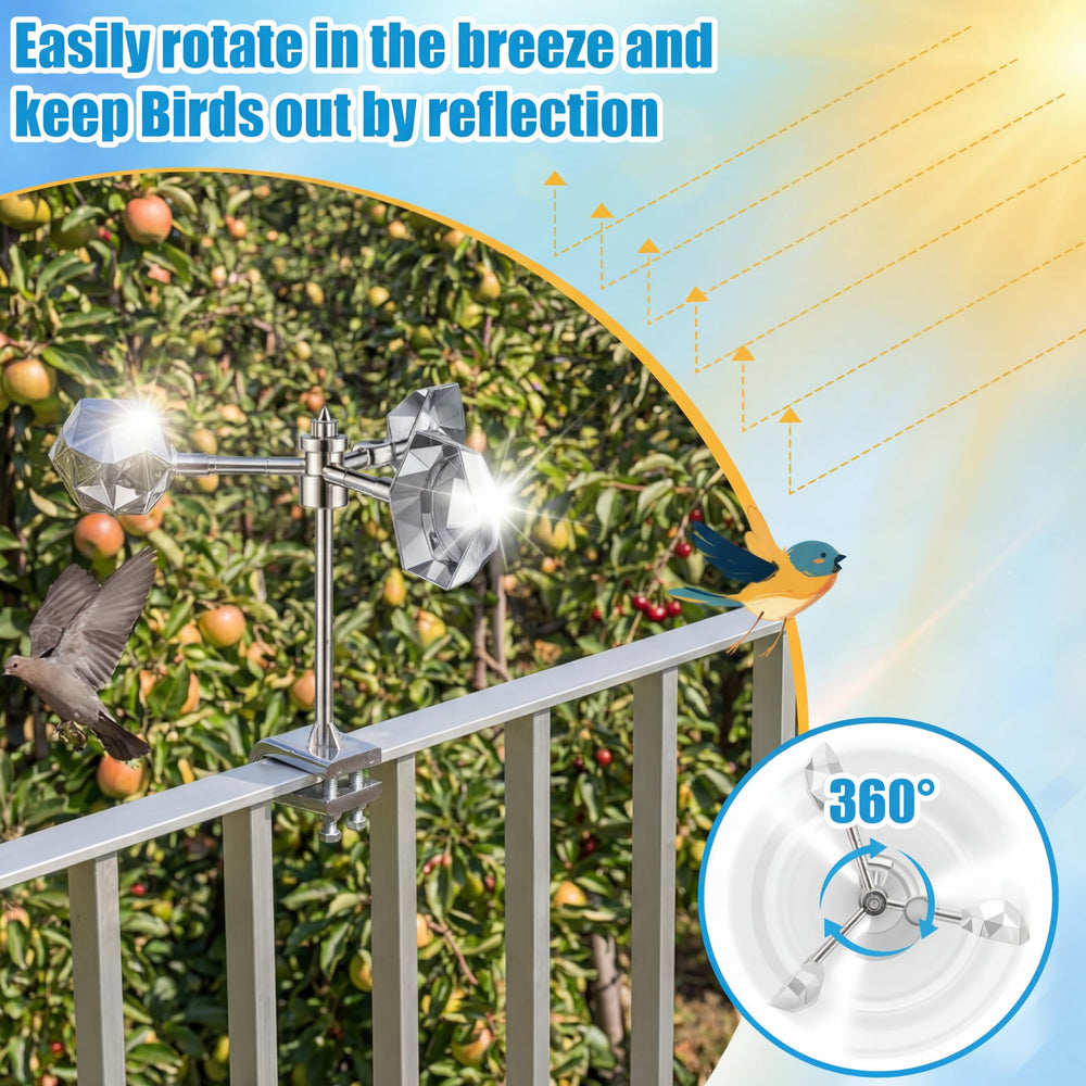 Mysora reflectors mounted on garden fence protecting plants