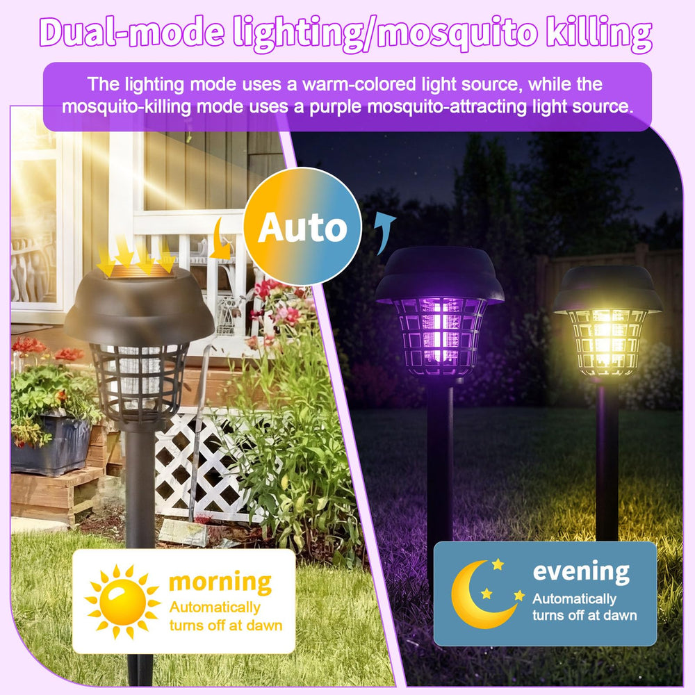 Mysora violet mode at night attracting insects, improves mosquito reduction around seating