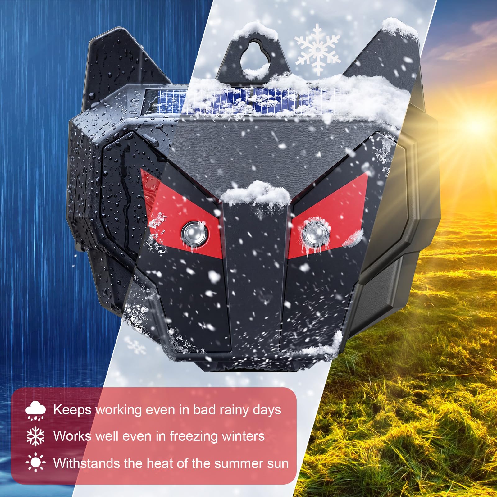 Mysora unit in rain demonstrating IP44 weather resistance reliability