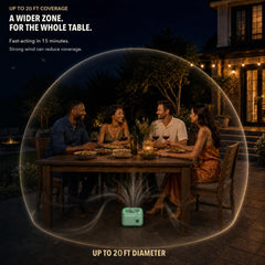 Mythero on patio lifestyle scene showing outdoor comfort benefit