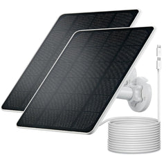 Mytions solar panel front view showing brand and neat compact design benefits continuous outdoor charging