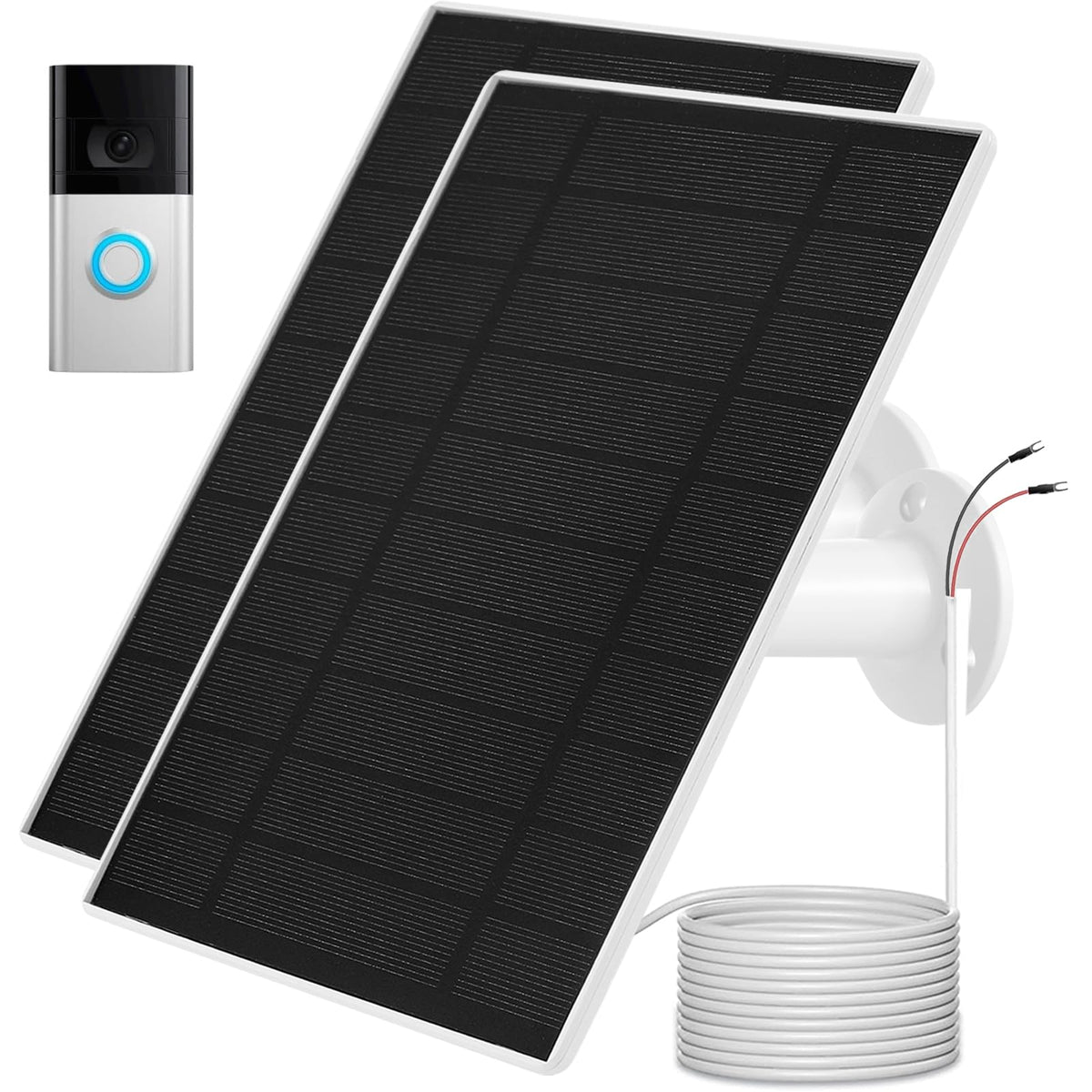 Mytions solar panel front view showing compact panel and mounting bracket for reliable charging