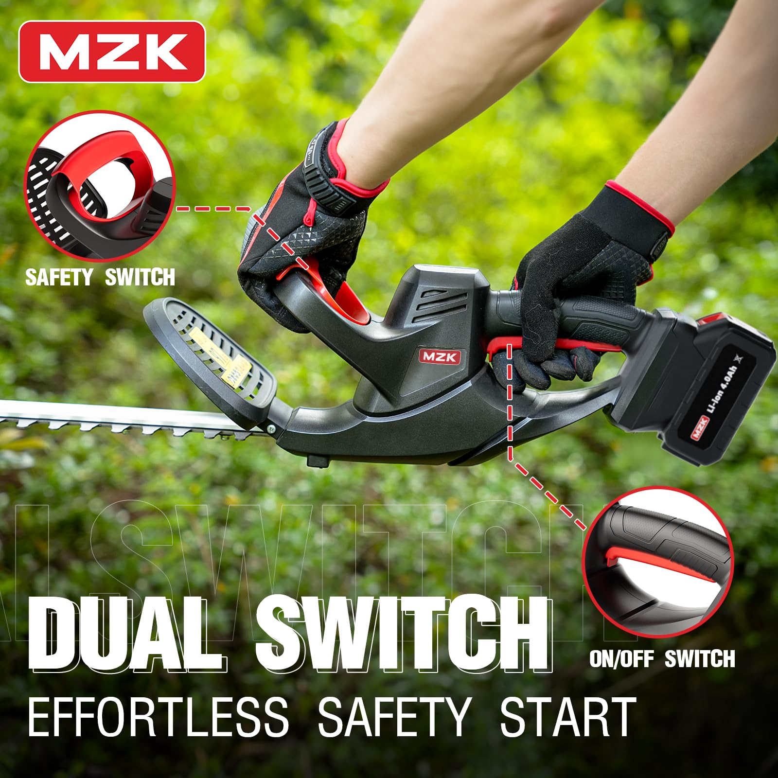 MZK close-up of dual-action steel blade highlighting smooth low-vibration cuts