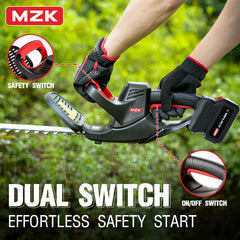 MZK close-up of dual-action steel blade highlighting smooth low-vibration cuts