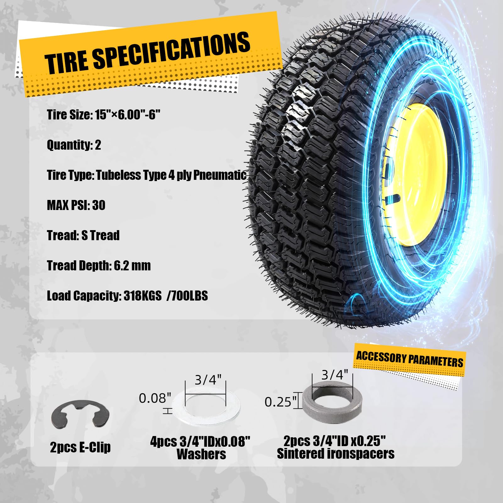 MZREXN tire installed on mower front illustrating improved traction in use