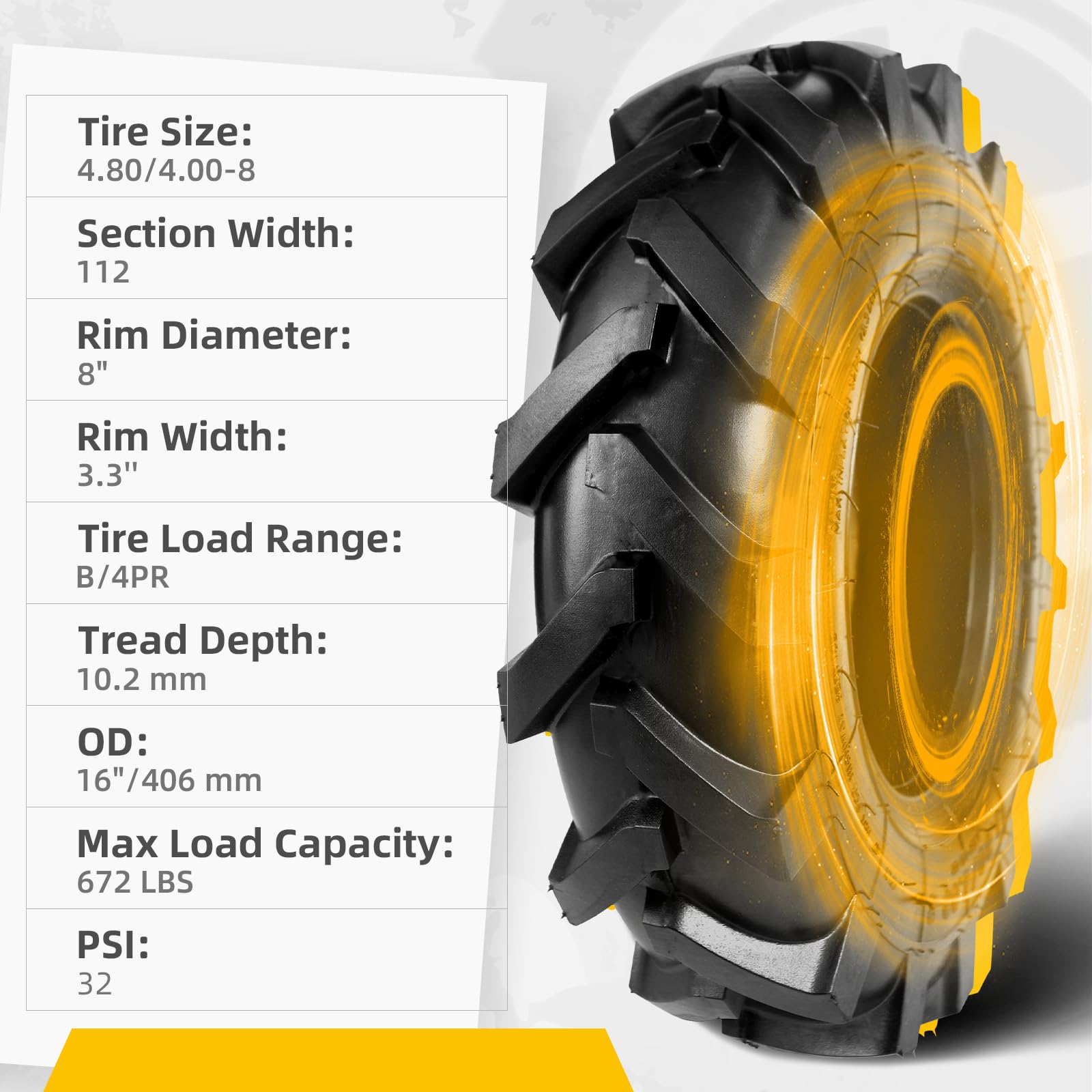 MZREXN tire mounted on garden trailer demonstrating fit and stability