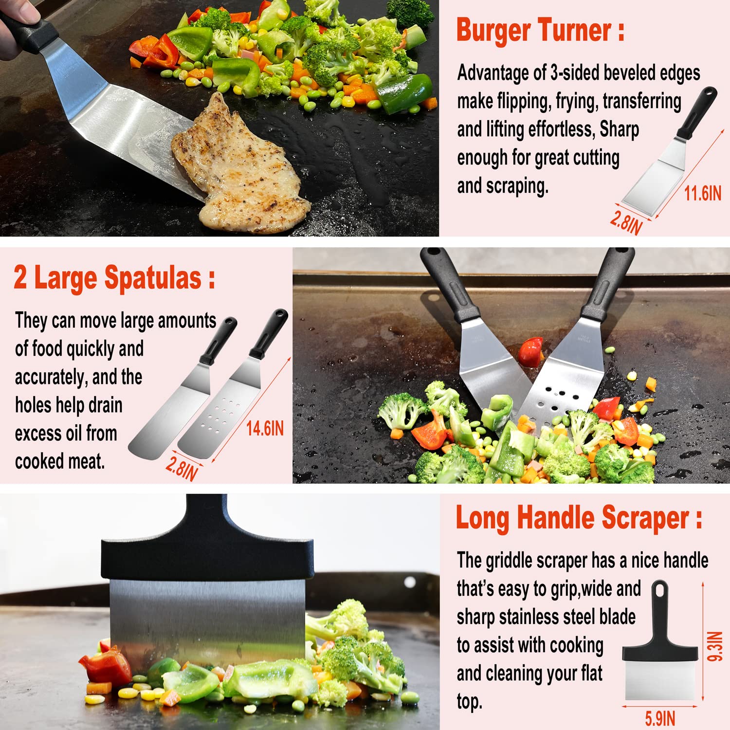 N NOBLE FAMILY griddle press in use pressing burger for even sear and faster cooking benefit