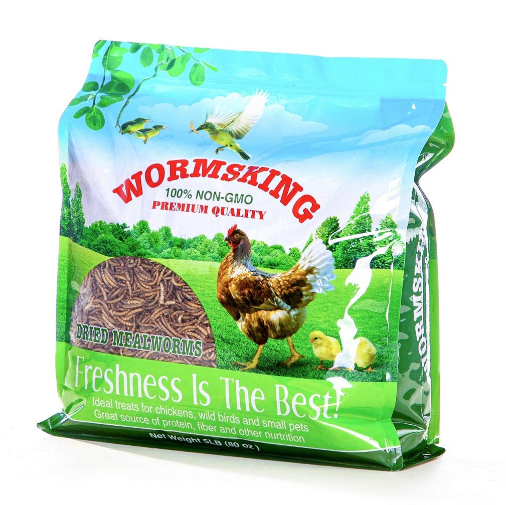 N2 front packaging showing 5lb bag and whole dried mealworms for easy inspection