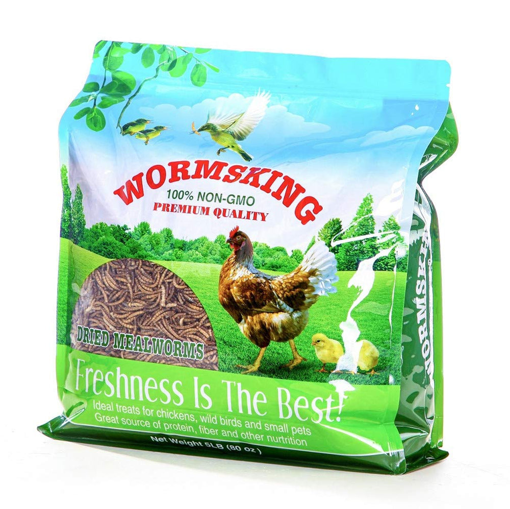 N2 front packaging showing 5lb bag and whole dried mealworms for easy inspection