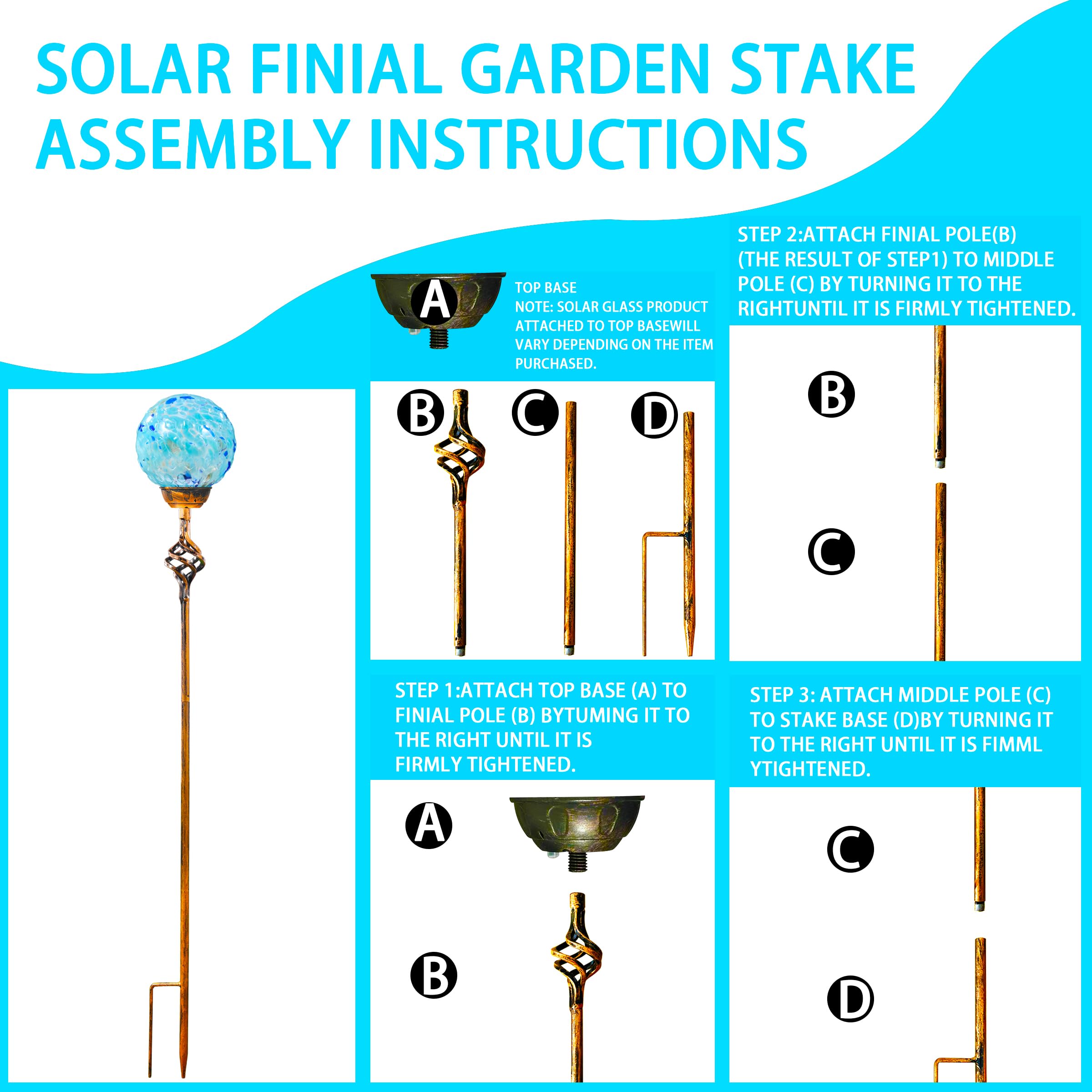 Naboher metal stake tip and globe connection for durable outdoor support
