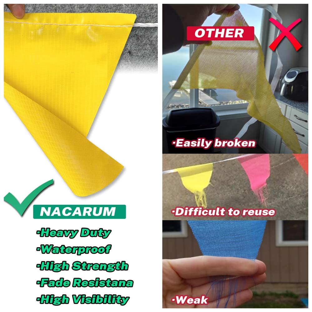 NACARUM close-up of PVC mesh and double stitching illustrating durable construction and wind resistance