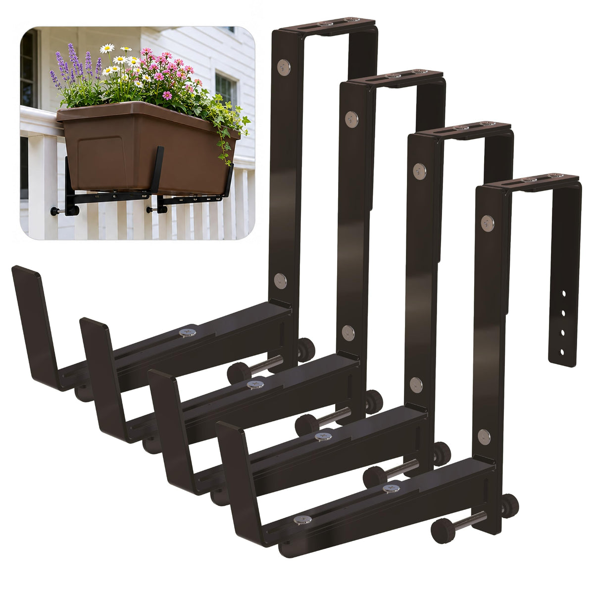 NACETURE front view of four adjustable brackets showing ready-to-install durability