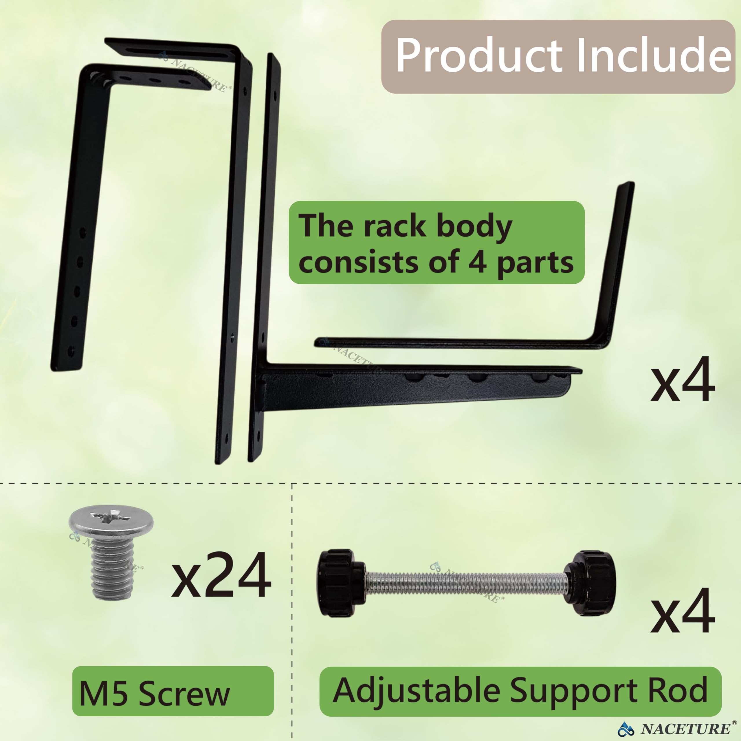 NACETURE bracket beside ruler showing size scale for measuring compatibility