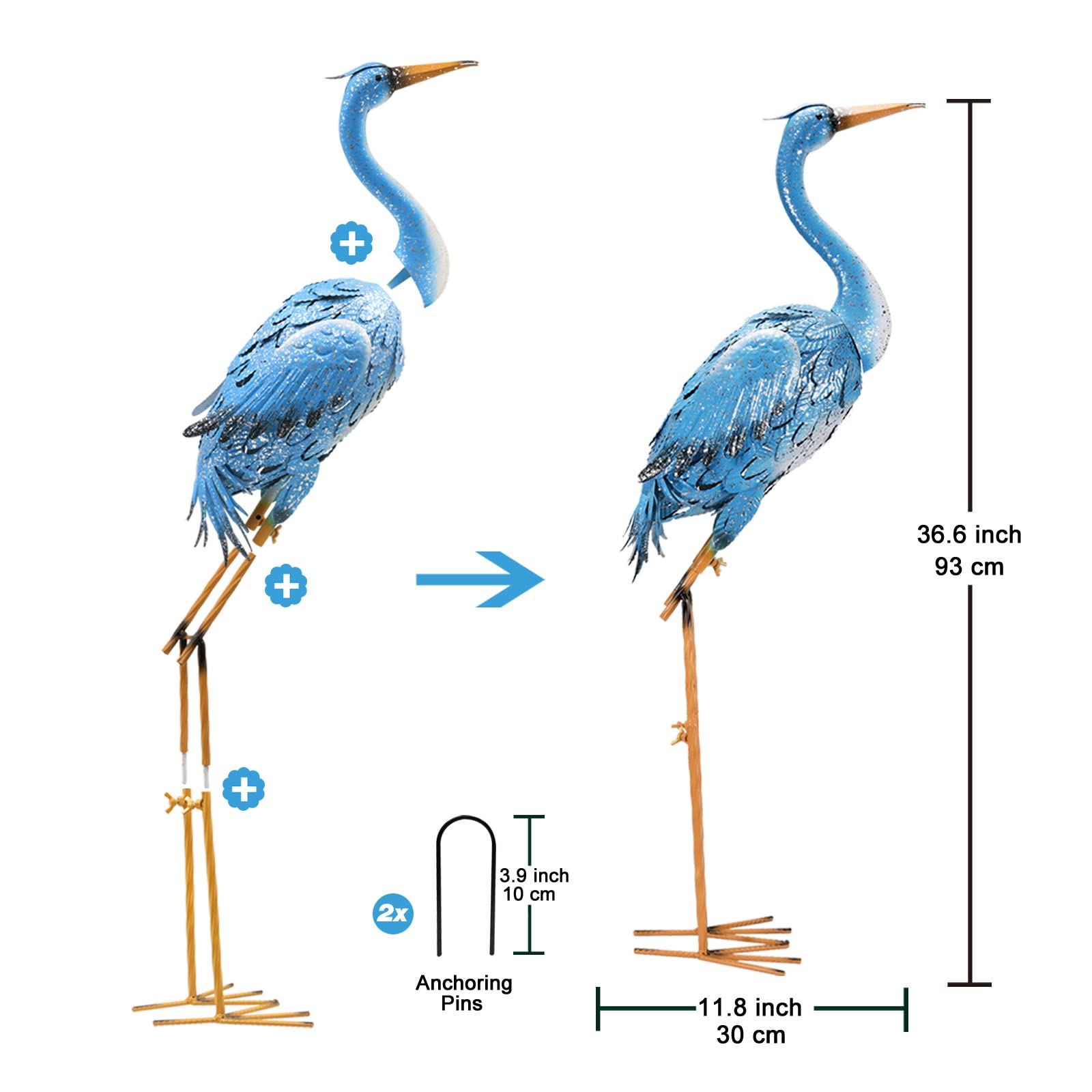 Nacome crane beside measuring tape showing 36.6-inch height for scale
