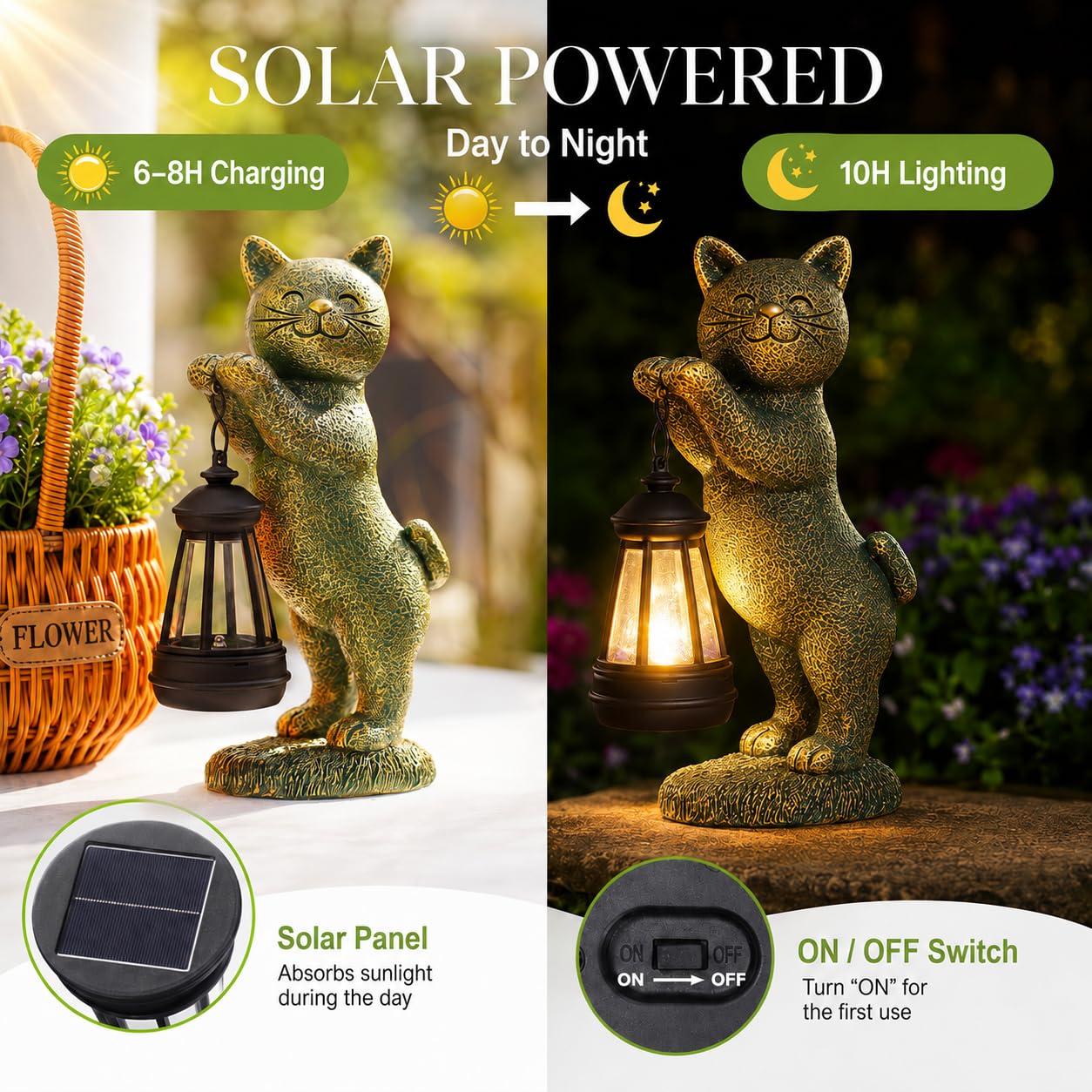 Nacome statue with hand for scale showing compact size ideal for small patios