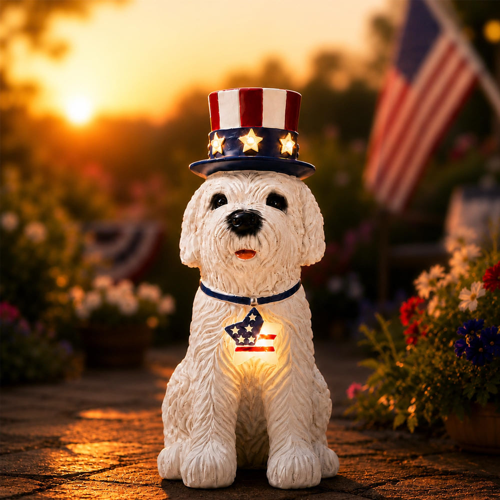 Nacome nutcracker front view showing patriotic flag design and durable finish