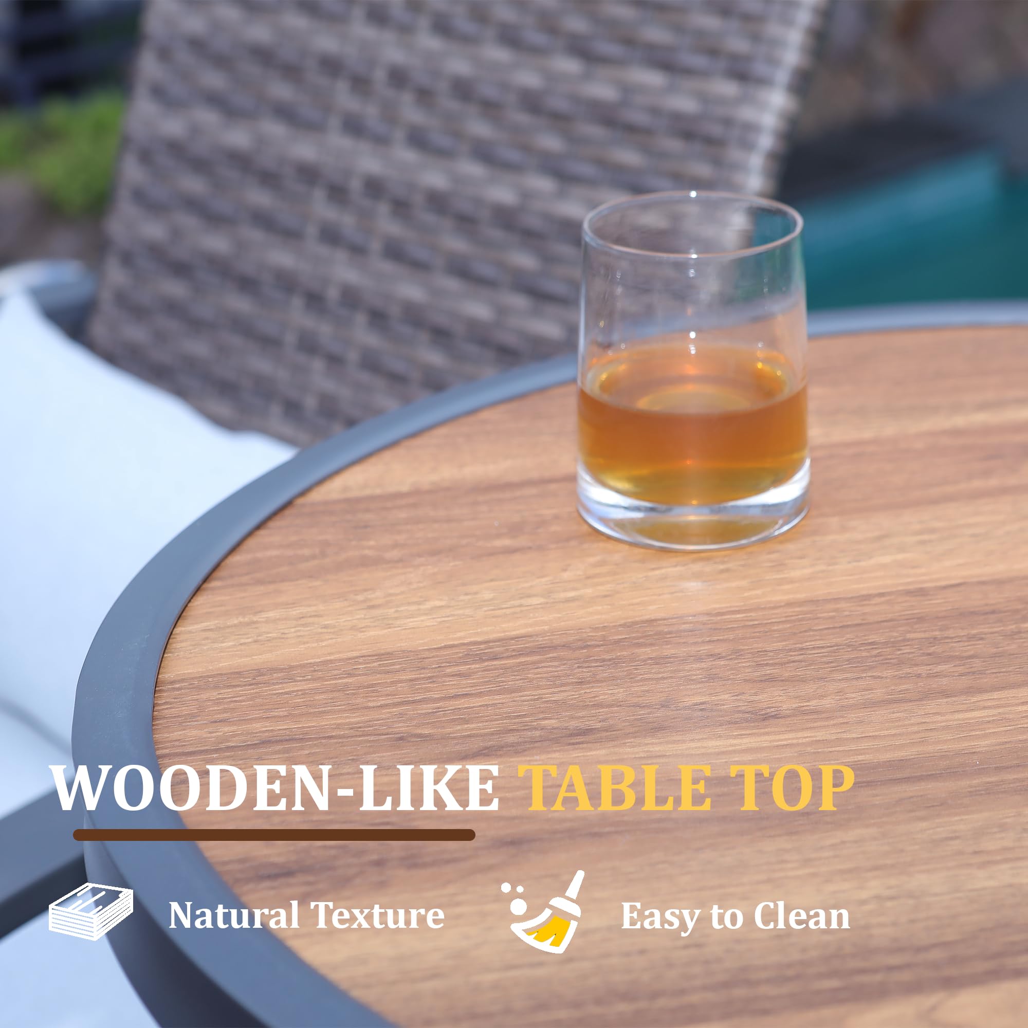 Naga Bahna table shown with bar stool to demonstrate scale and seating capacity