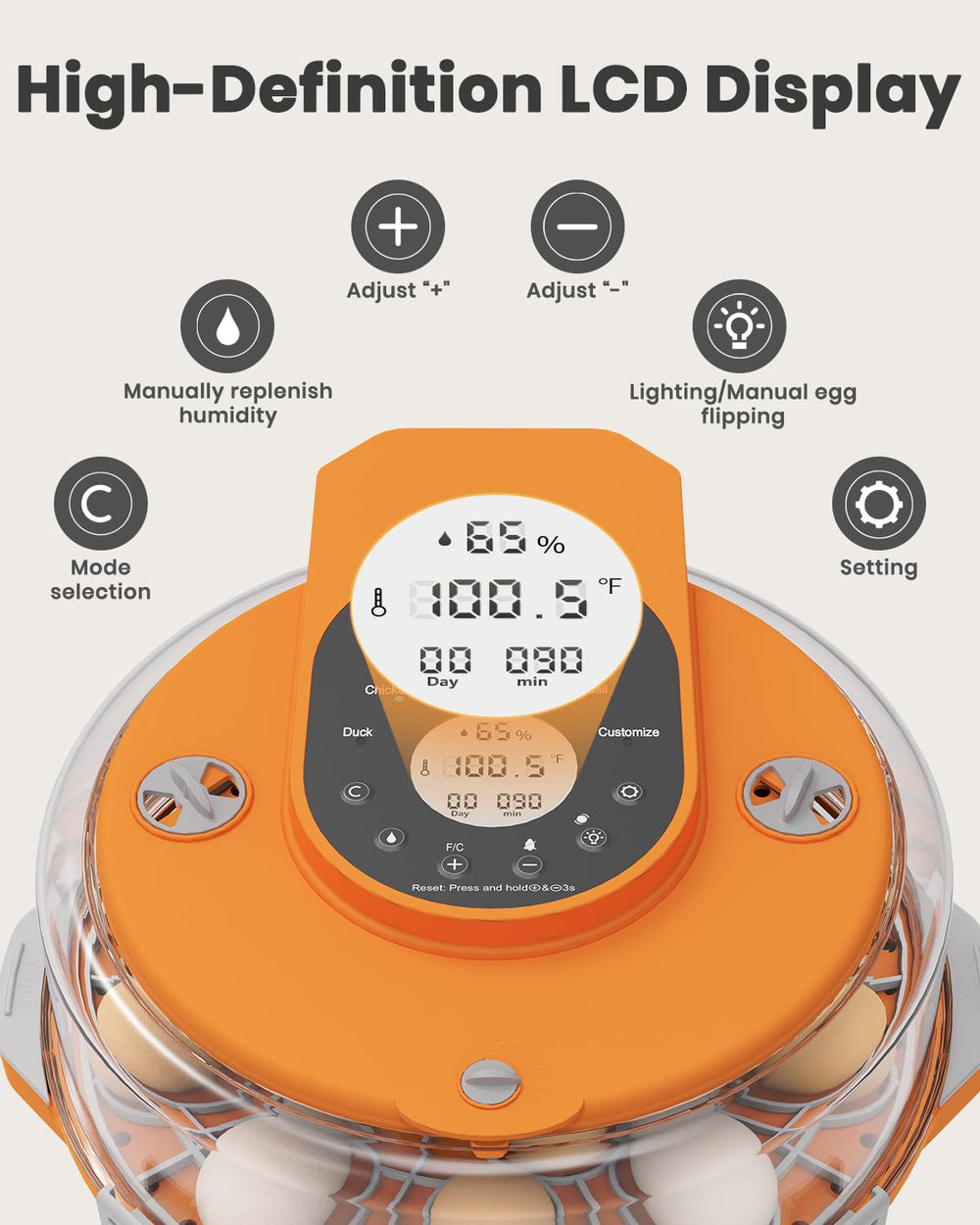 Nailrepro incubator held in hand for scale showing compact footprint