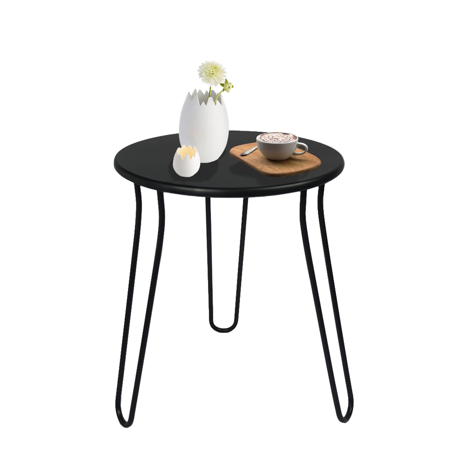 NAISQAQ front view black patio side table showing sleek weather-resistant finish
